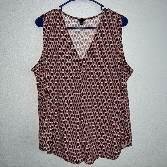 Ann Taylor Womens V-Neck Sleeveless Relaxed Fit Knitted Blouse Top Orange Large - Picture 1 of 8